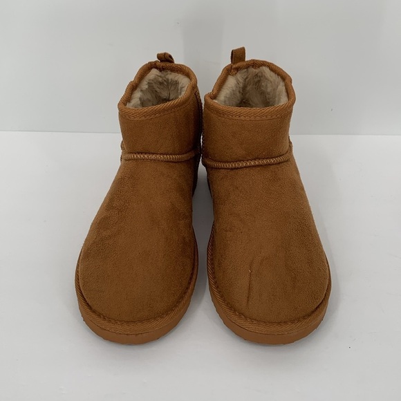 MIA Syndee faux fur lined ankle bootie boot shoe brown cozy warm fabric new 8 - Picture 3 of 6